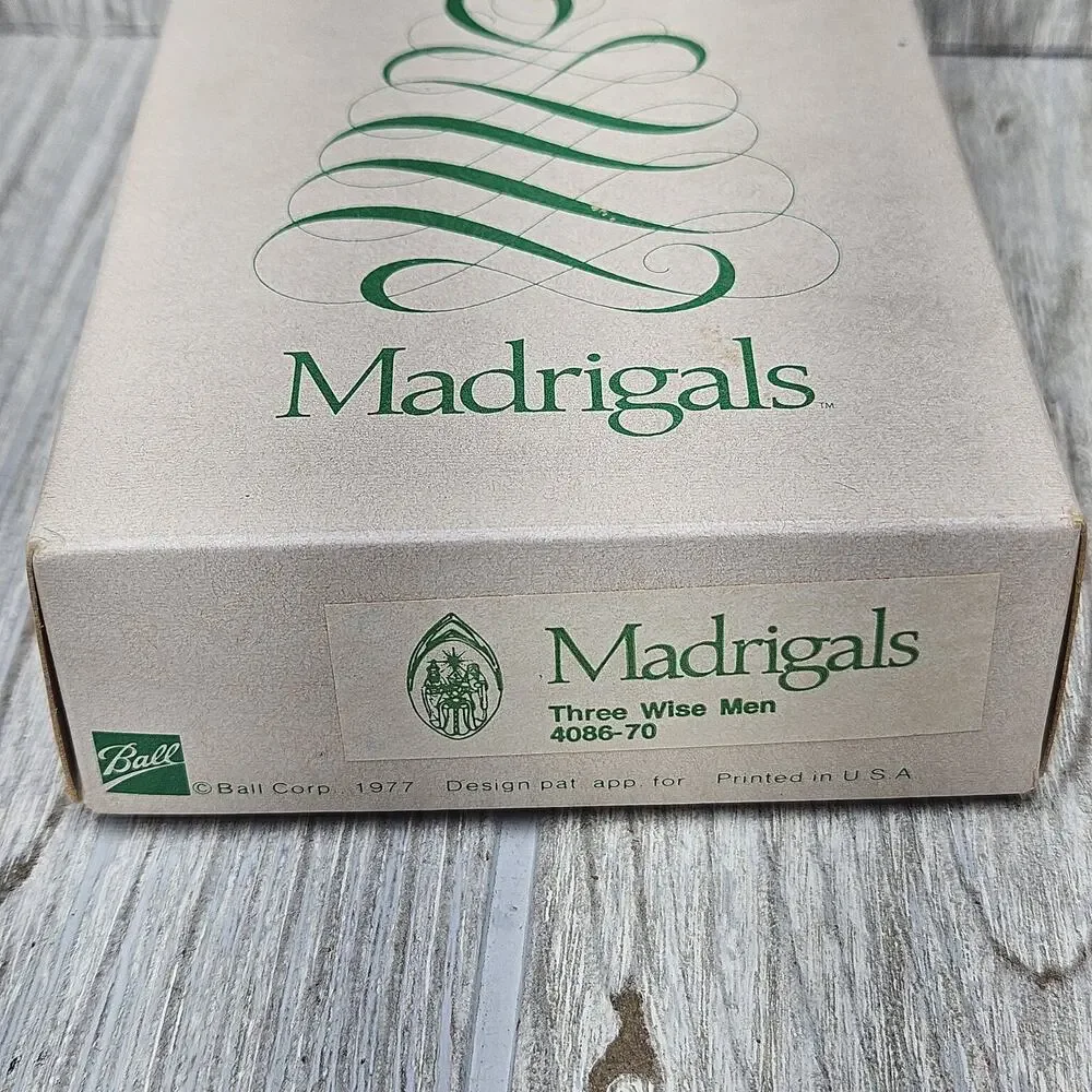 Vintage 1977 Ball Madrigals Three Wise Men Ornament 4086-70 Etched Boxed USA‎